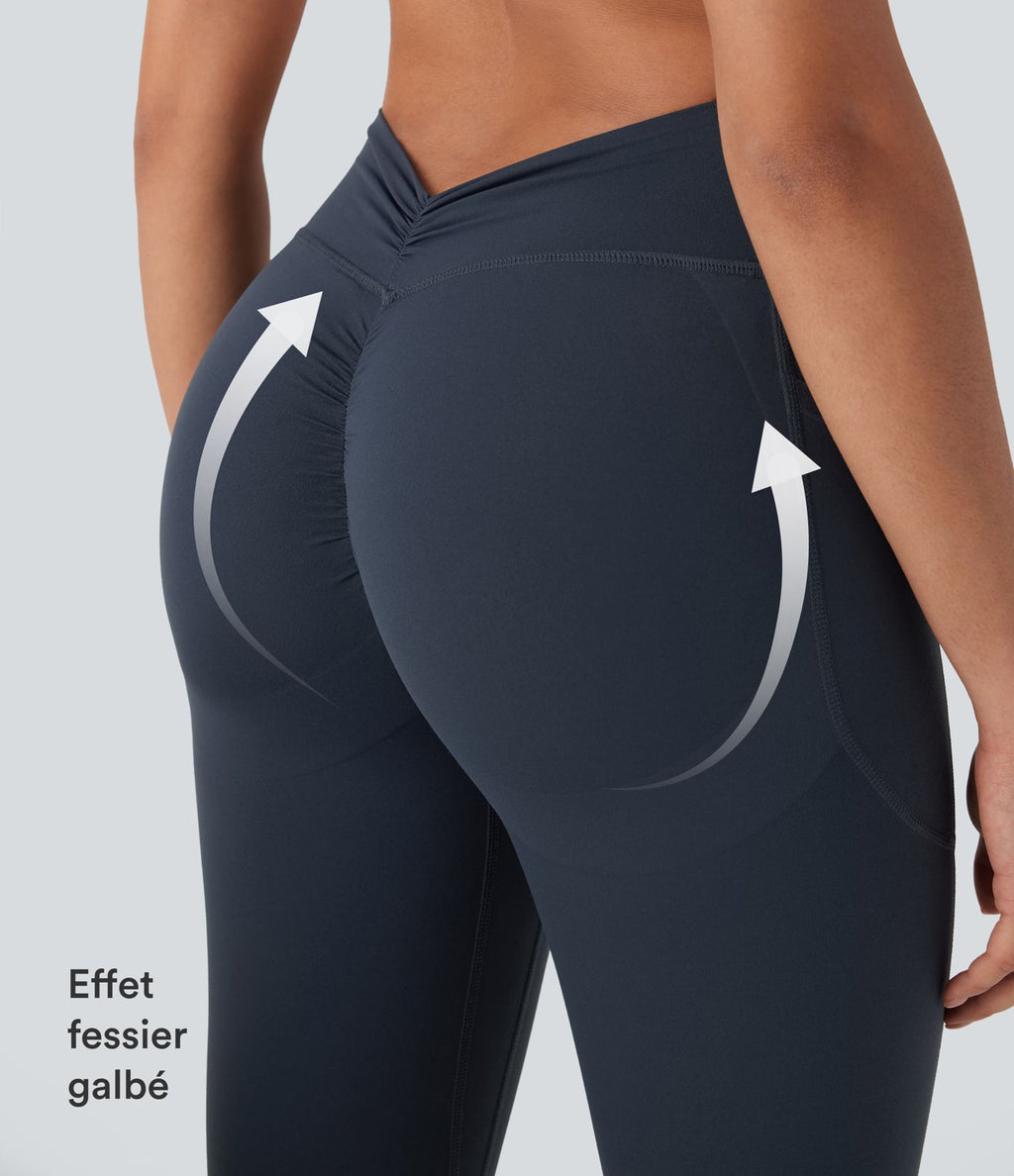 Legging de yoga gainant galbant taille haute avec fronces et poches Halara UltraSculpt™