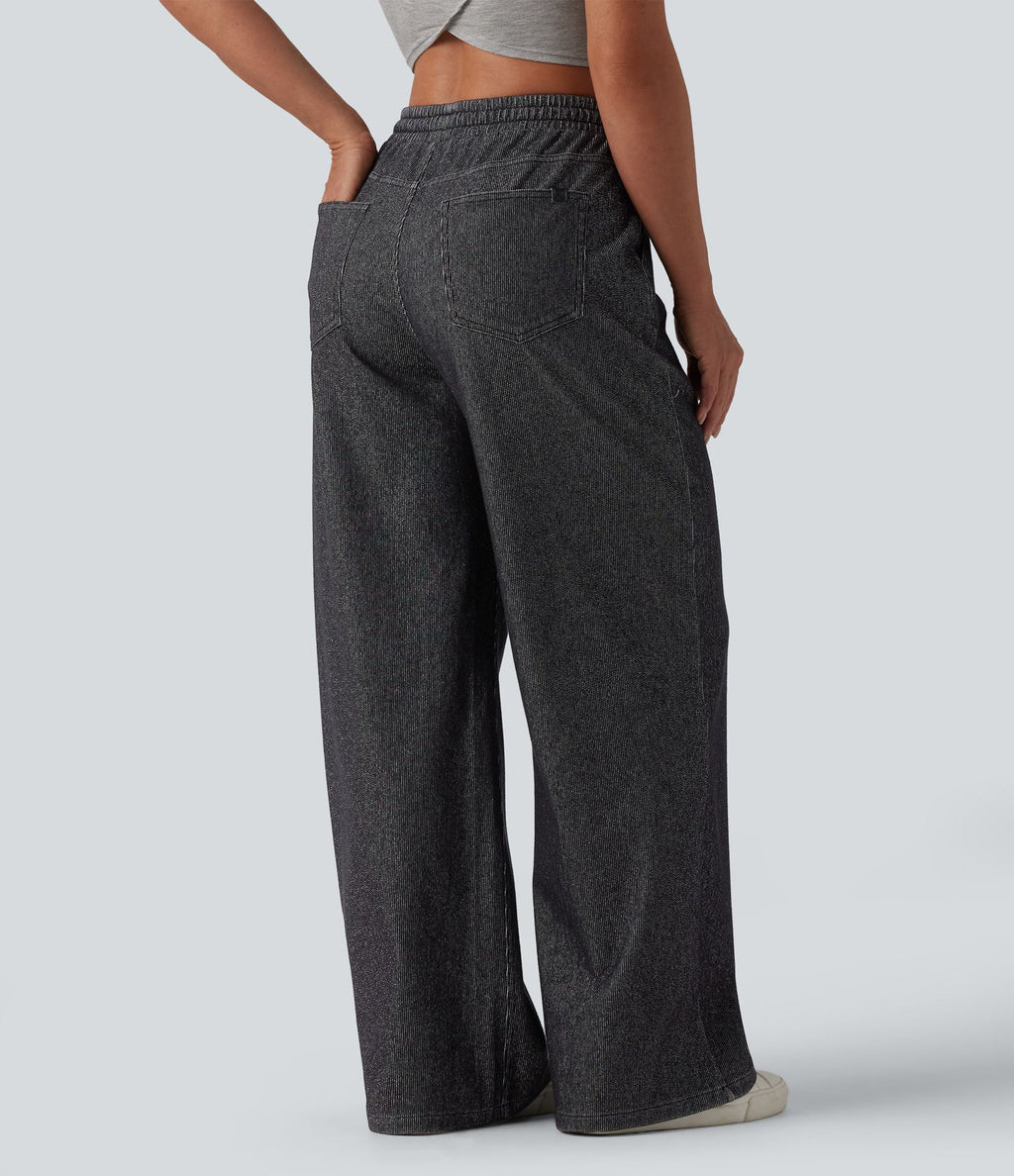 Jogging taille basse Halara Flex™ jambes larges, effet sparkle, avec poches