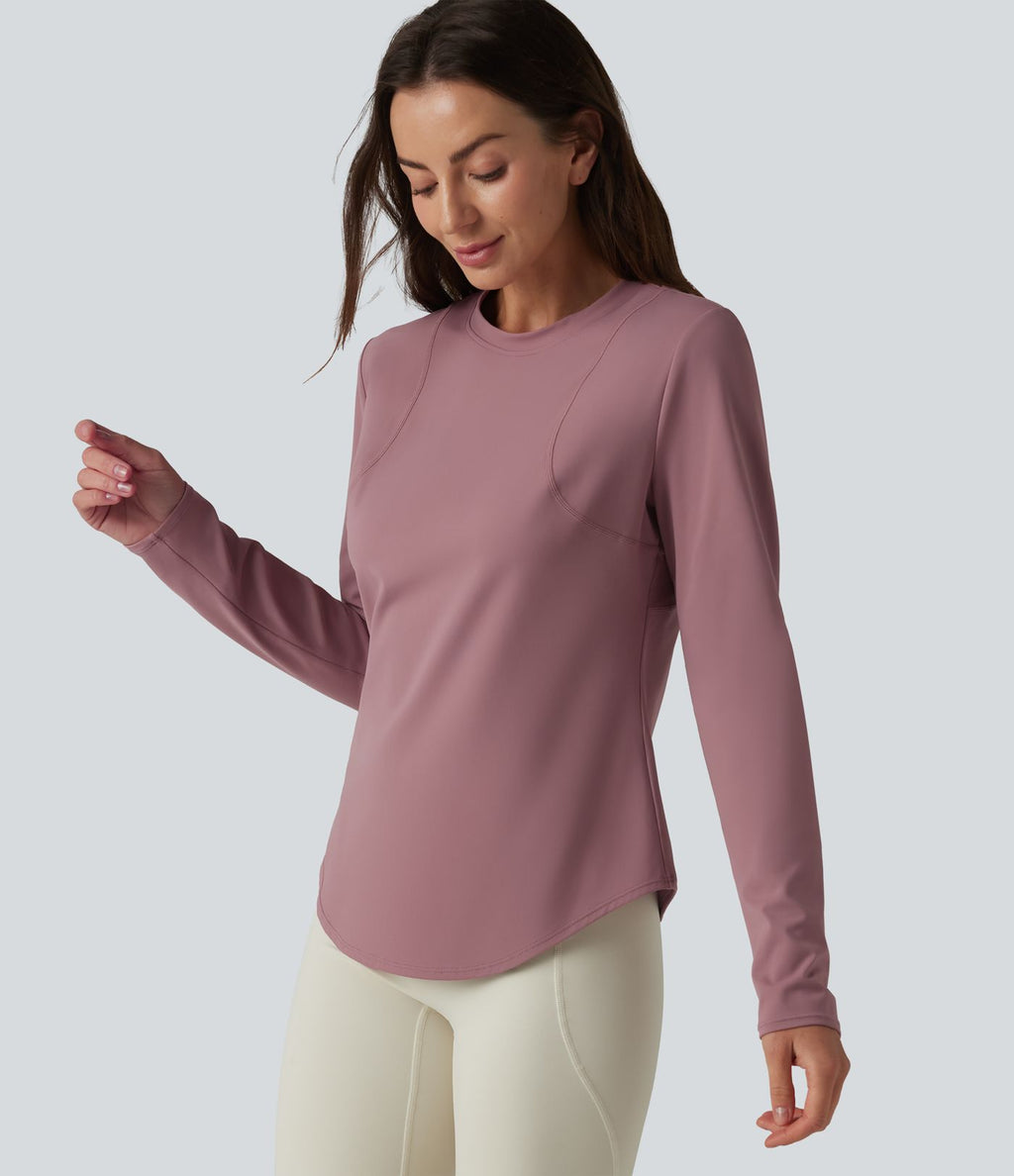 Haut de sport à col rond manches longues ourlet arrondi œillets effet frais InstantCool séchage rapide UPF50+
