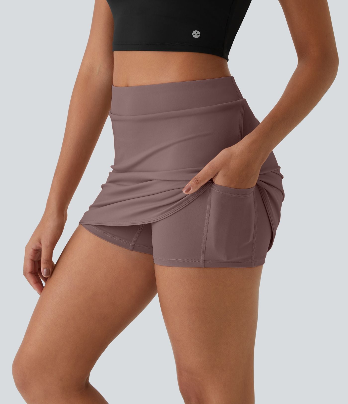 Quotidien Jupe Golf Micro Mini 2-en-1 à Taille Haute avec Poches Latérales - Clarity