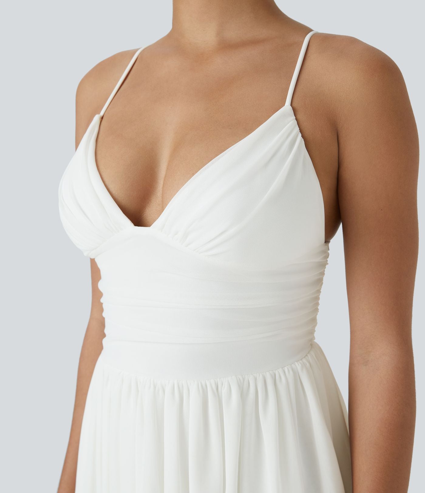 Robe Soirée Mini Superpositions en Maille avec Dos Nu Croisé Lacets