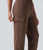 Jogging jogging cargo thermique décontraction taille mi-haute séchage rapide chiné avec poches - UPF40+