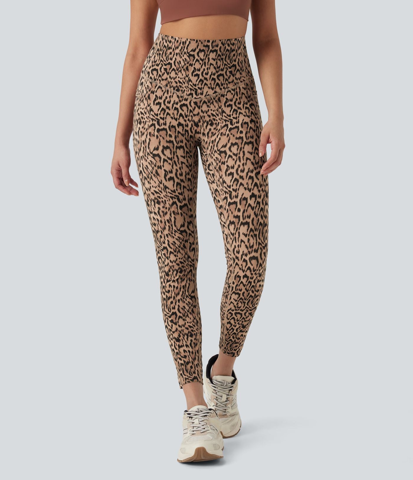 Legging de yoga gainant taille haute imprimé léopard avec poches Halara UltraSculpt™