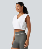 Débardeur yoga crop top SoftlyZero™ Airy col V toucher frais, protection solaire UPF50+