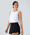 Débardeur court de padel à col rond avec ourlet arrondi et effet torsadé