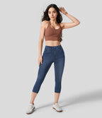 Halara Flex™ Legging Capri Casual Taille Midi Avec Poche Latérale En Tricot Extensible