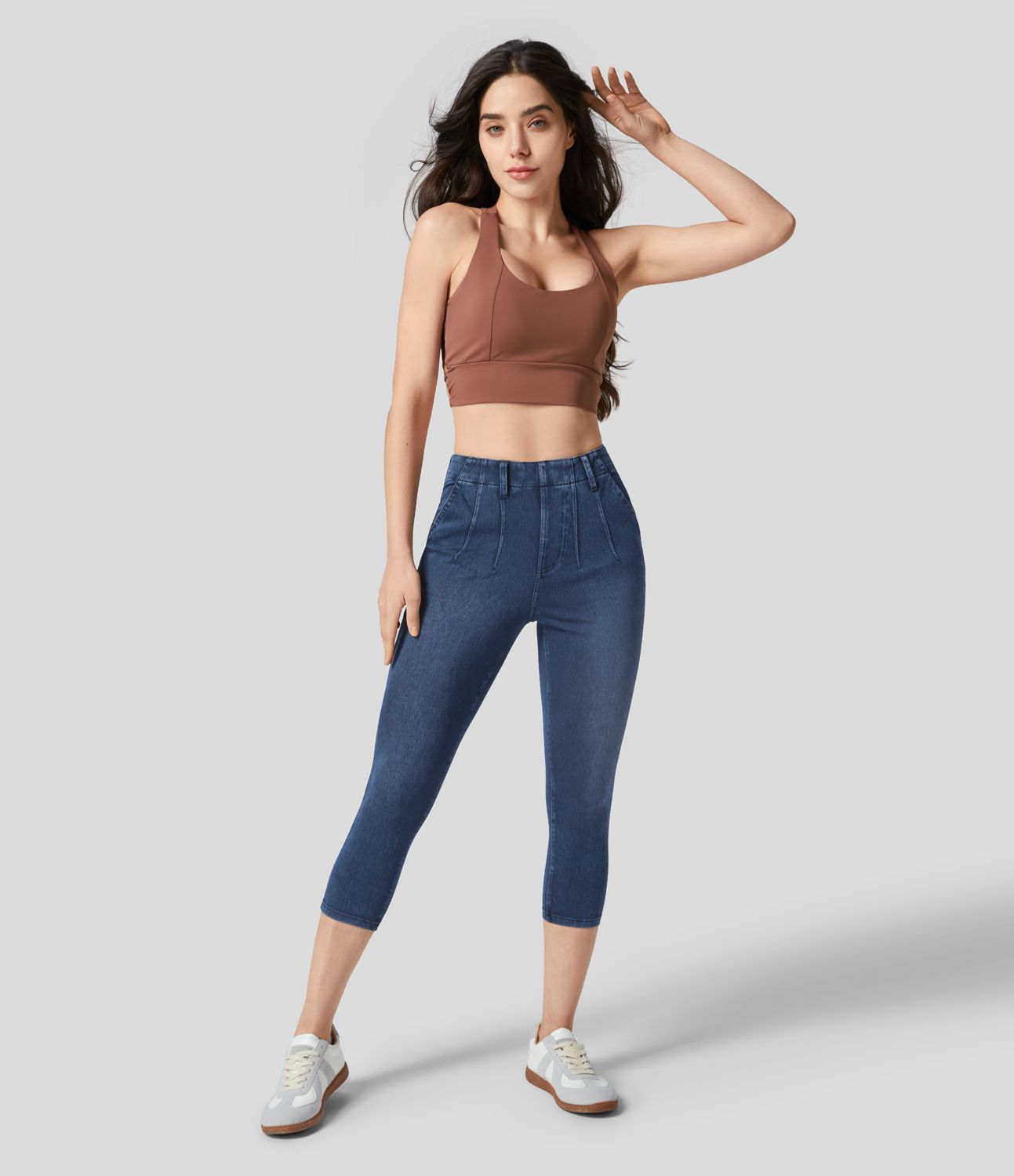 Halara Flex™ Legging Capri Casual Taille Midi Avec Poche Latérale En Tricot Extensible