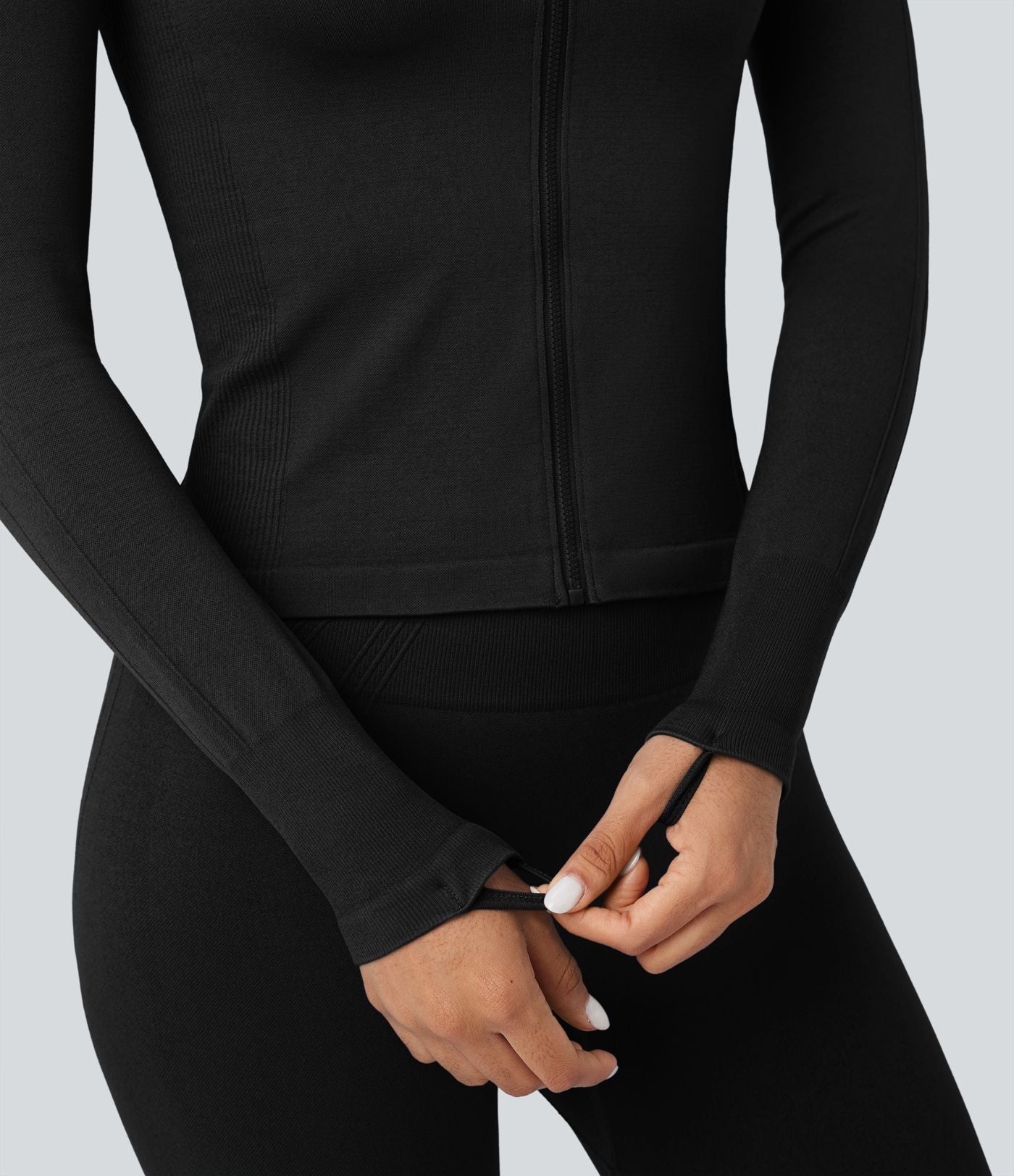 Veste yoga col montant à manches longues avec passants pouces sans couture OneForm Seamless Flow