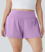 Short Yoga 10cm Plus Longue Taille Ultra Haute 2 en 1 Poche Arrière Poche Cachée Latérale Grande Taille