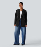 Blazer de travail anti-froissage à col cranté et manches longues avec poches