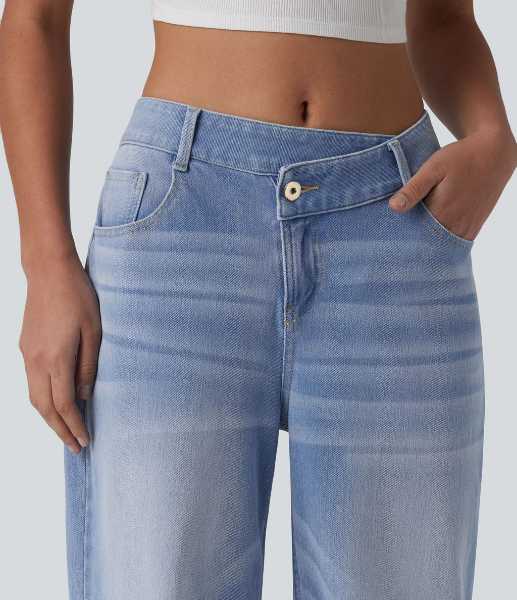 Jean large décontracté Halara Flex™ asymétrique taille mi-haute avec poches