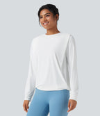 Haut de sport yoga col rond manches longues froncé - UPF50+