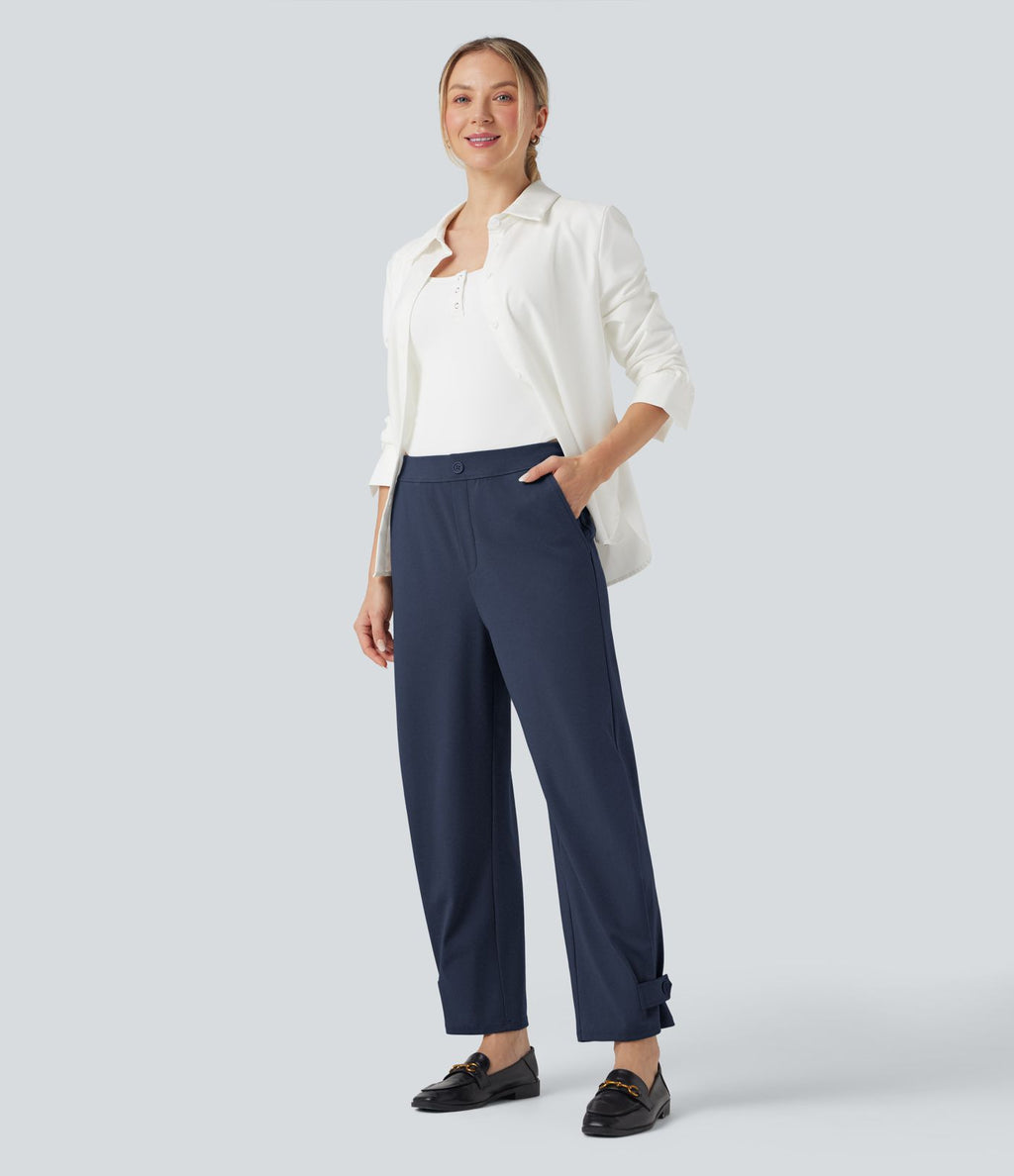 Pantalon de travail fuselé taille moyenne avec largeur ajustable Halara Flex™ DayStretch avec poches