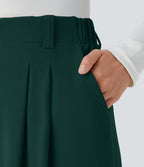 Halara Flex™ Pantalon Tailleur Large Fluide Gaufré Taille Haute Poches Latérales