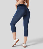 Halara Flex™ Legging Capri Casual Taille Midi Avec Poche Latérale En Tricot Extensible