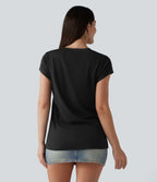T-shirt casual col V manches courtes