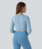 OneForm Seamless Flow Top de sport 2-en-1 court yoga à manches longues raglan