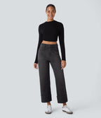 Halara Flex™ Jean Larges Taille Haute Ourlet Roulotté Multiples Poches