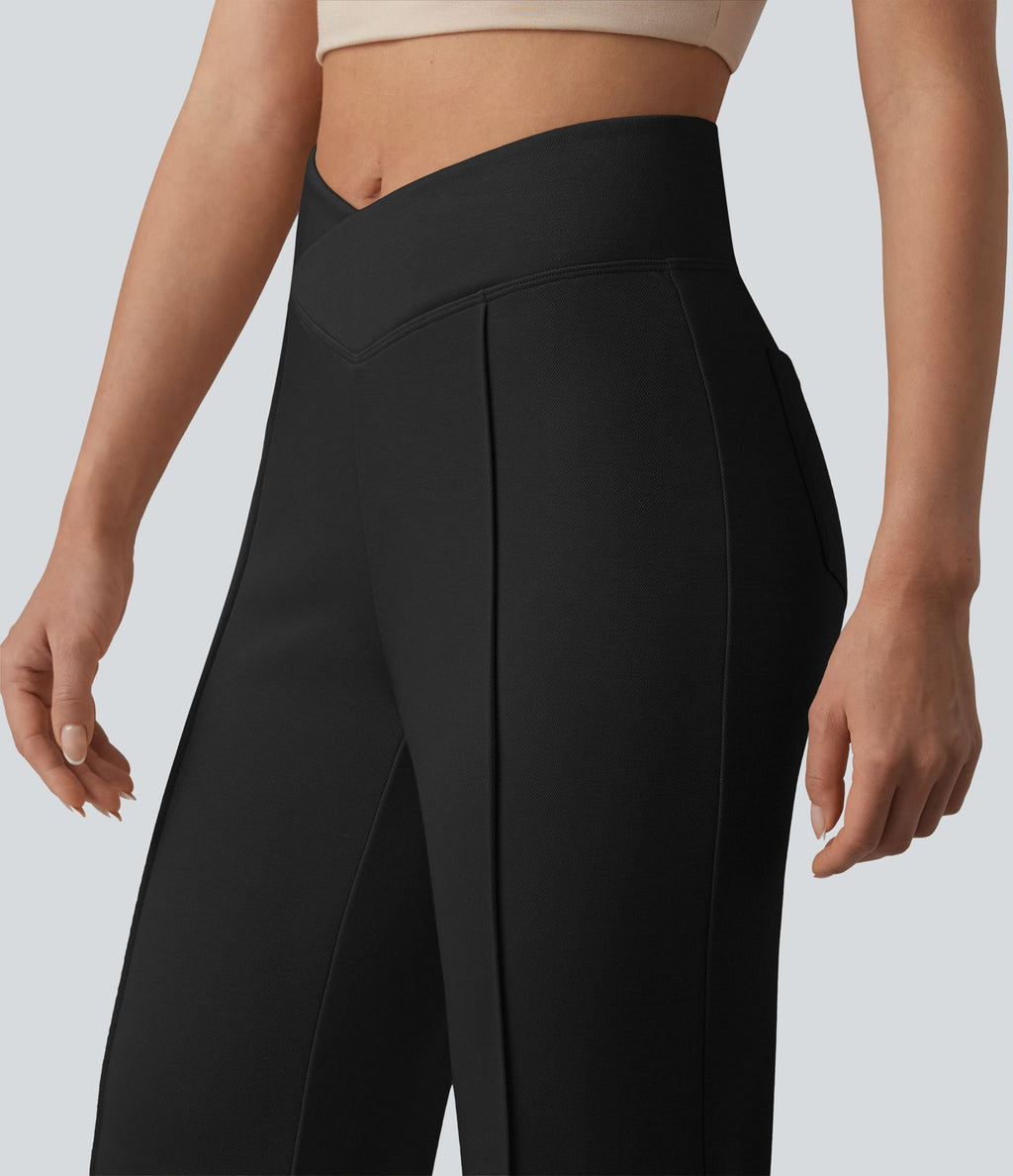 Pantalon évasé SpacerTek™ taille haute croisée avec poches