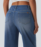 Jean large Halara Flex™ taille mi-haute asymétrique avec ourlet retroussé et poches