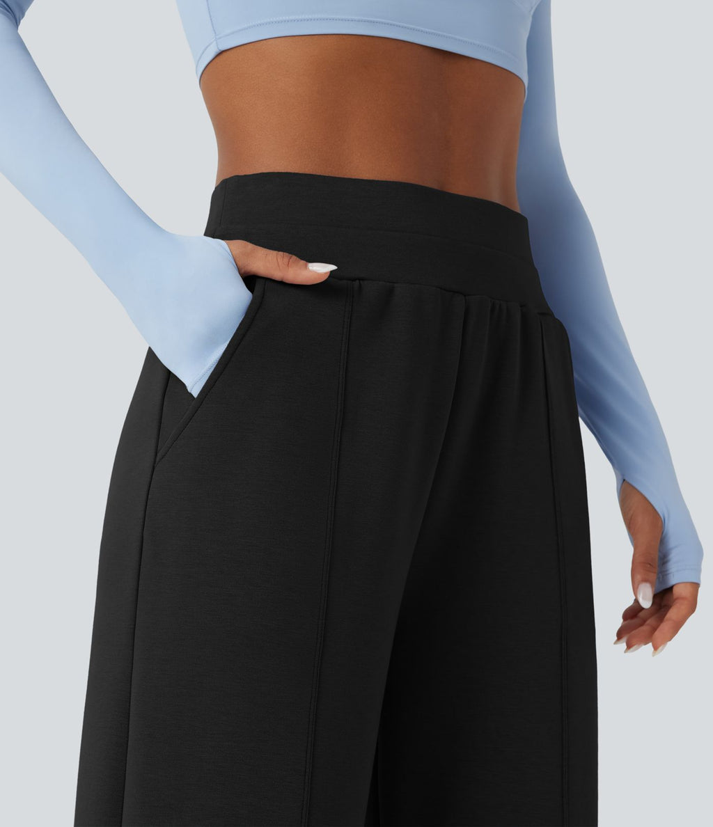 Pantalon de yoga ample taille haute avec poches