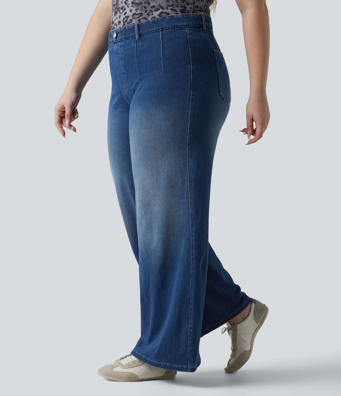 Halara Flex™ Jean large casual grande taille taille haute ventre plat avec poches