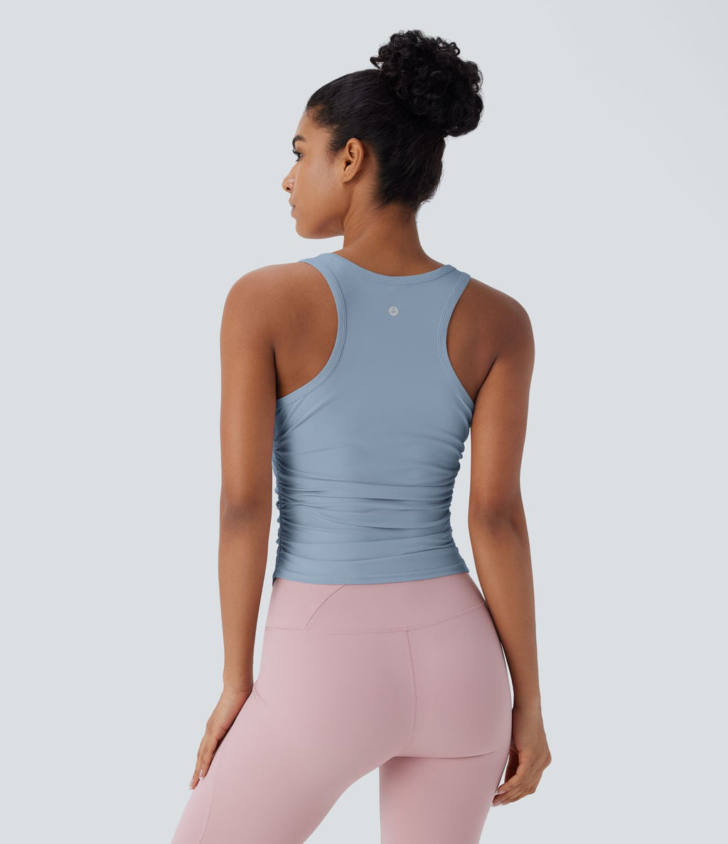 Débardeur de yoga dos nageur froncé col rond
