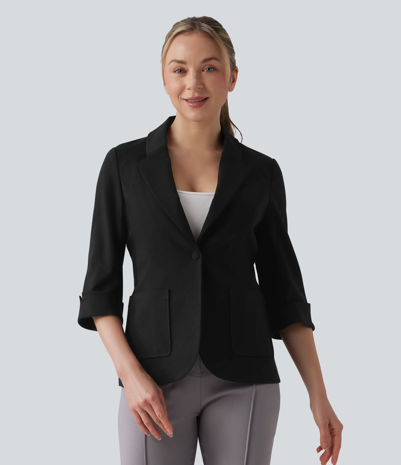 Blazer de travail col châle manches 3/4 avec poches