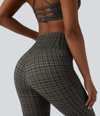 Legging de running Halara UltraSculpt™ gainant taille haute imprimé à carreaux avec poches