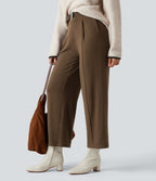 Pantalon tailleur thermique taille haute avec poches