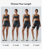 Short cycliste de yoga taille haute à rayures avec cordon de serrage 23 cm et poches