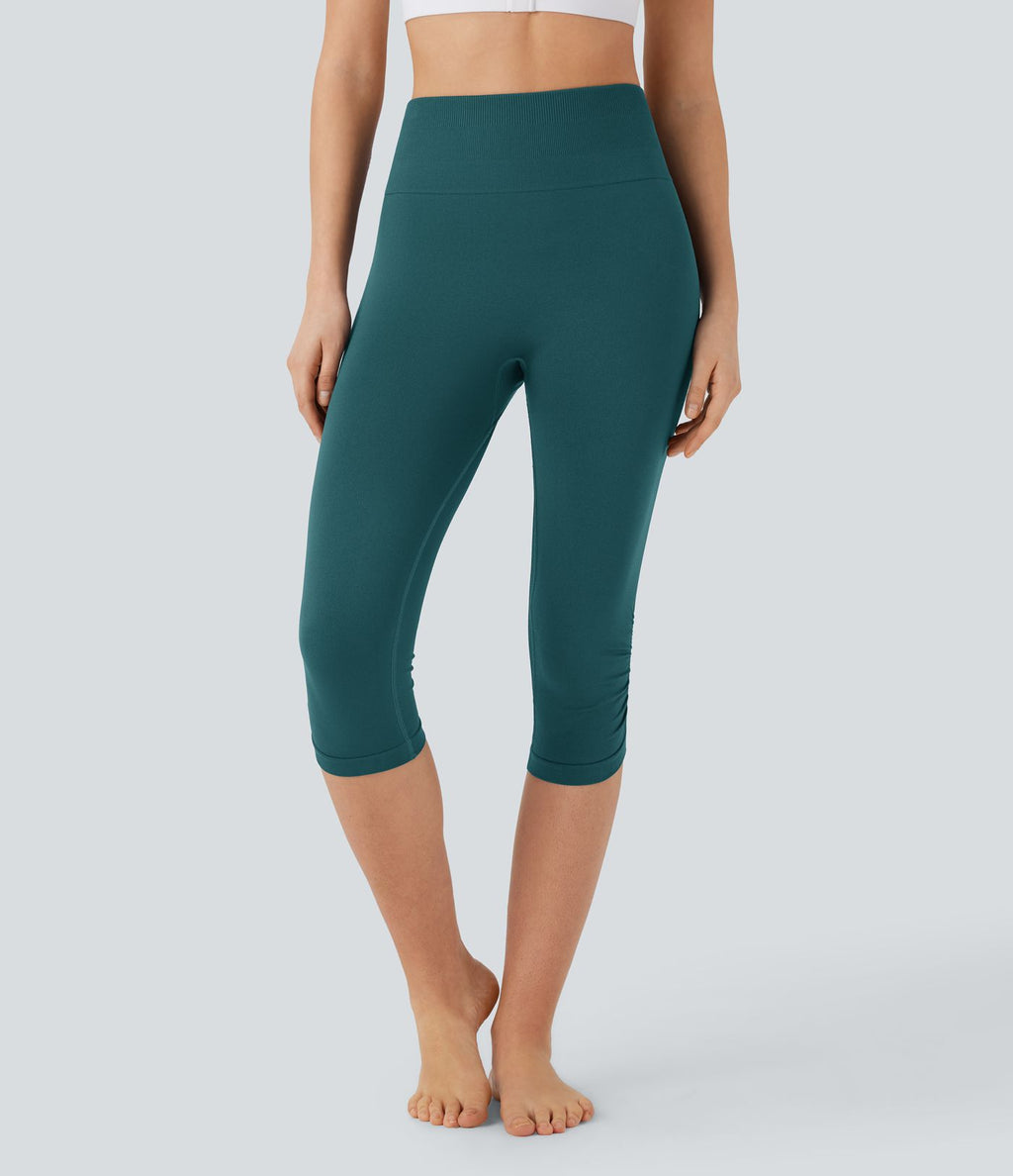 Legging yoga pedal pusher taille haute froncé sans couture OneForm Seamless Flow