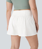 Short Yoga 10cm Plus Longue Taille Ultra Haute 2 en 1 Poche Arrière Poche Cachée Latérale Grande Taille