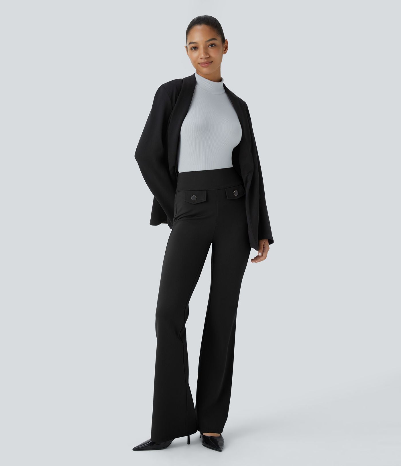 Pantalon tailleur taille haute avec poches décoratives Halara Flex™