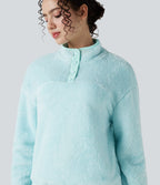 Sweat-shirt polaire col montant boutonné