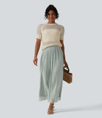 Pantalon ample fluide vacances taille haute