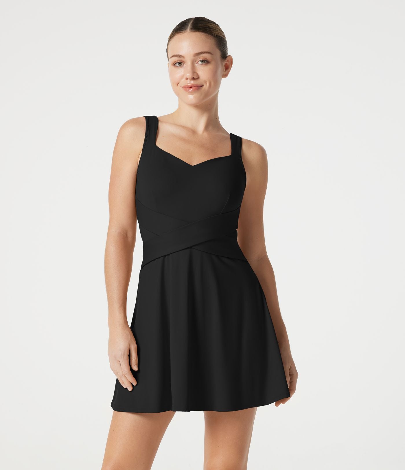 Robe de tennis courte SoftlyZero™ Airy avec brassière intégrée 2-en-1, douce et respirante, avec poches, bonnets DD à F - Édition Easy Peasy - Protection solaire UPF50+