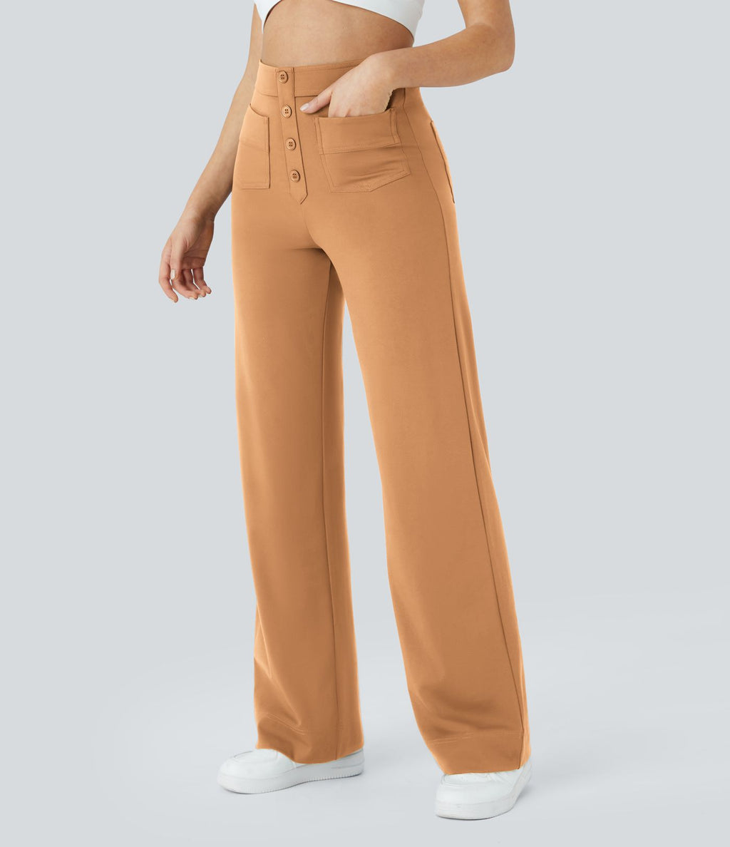 Pantalon taille haute coupe droite DayStretch avec poches