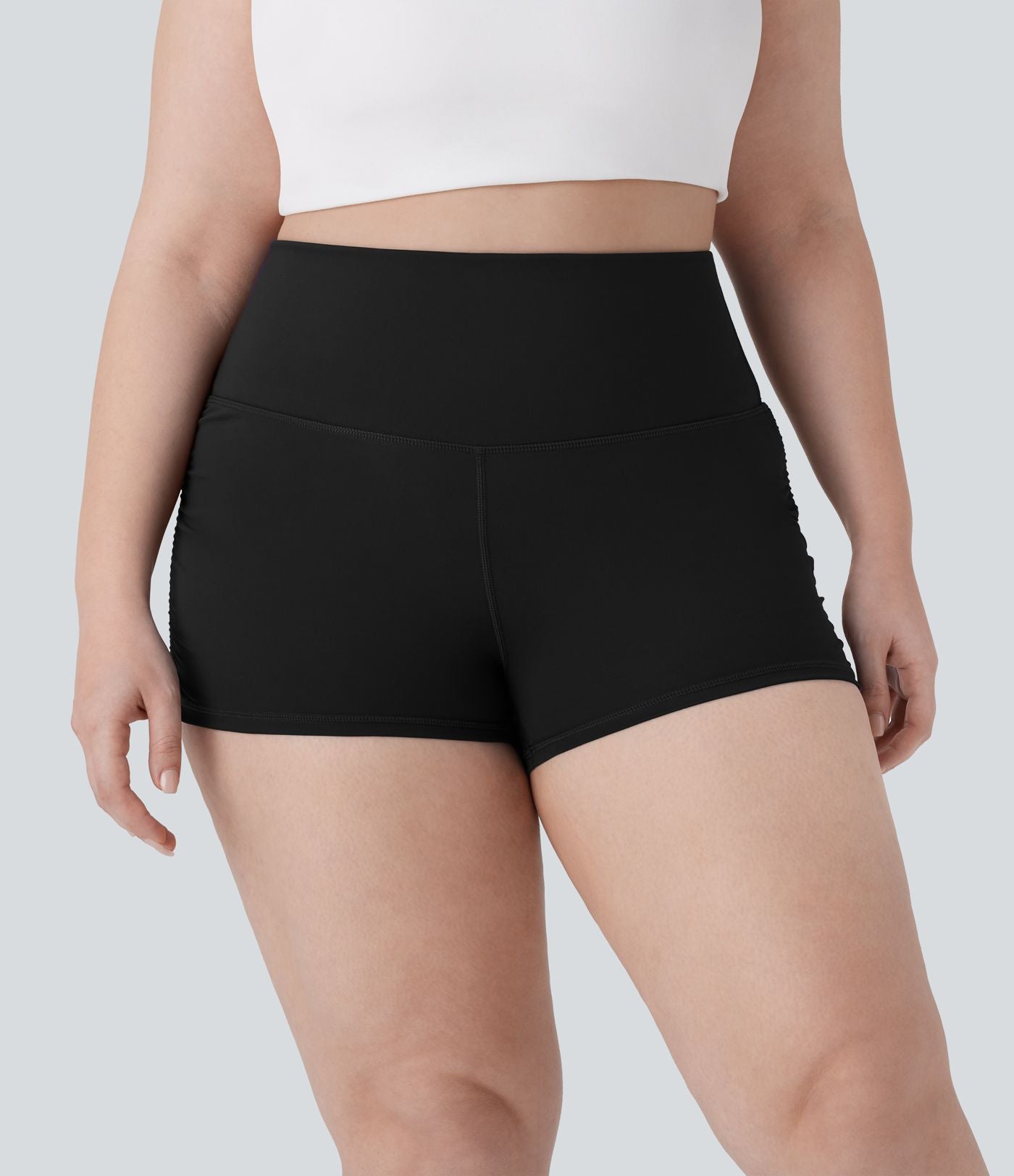 Short cycliste 6 cm de course gainant taille haute grande taille avec fronces et séchage rapide SoftlyZero™