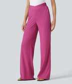 Pantalon décontracté évasé à rayures, taille haute, séchage rapide, ceinture en V, avec poches - Protection solaire UPF40+