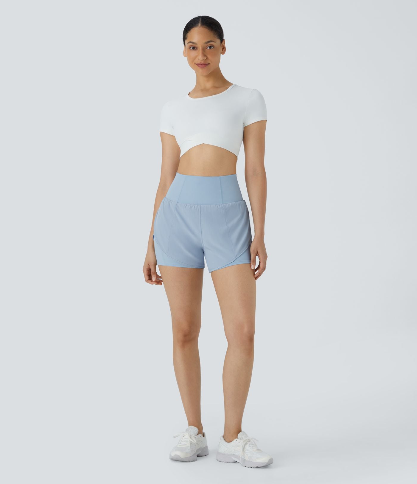 Breezeful™ Short 8,8cm Yoga Séchage Rapide 2 en 1 Taille Super Haute Ourlet Courbé Poches Latérales