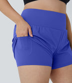 Short 8,8cm Sport Grande Taille 2 en 1 avec Poches Arrière et Poches Latérales Cachées