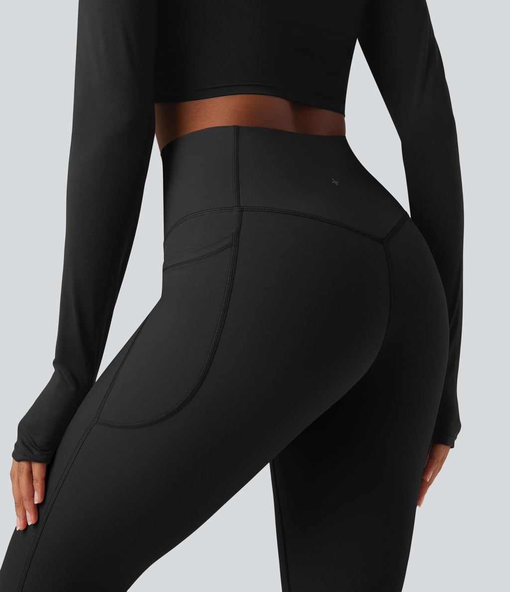 Legging bootcut polaire thermique yoga gainant modelant taille haute Halara UltraSculpt™ Heat avec poches