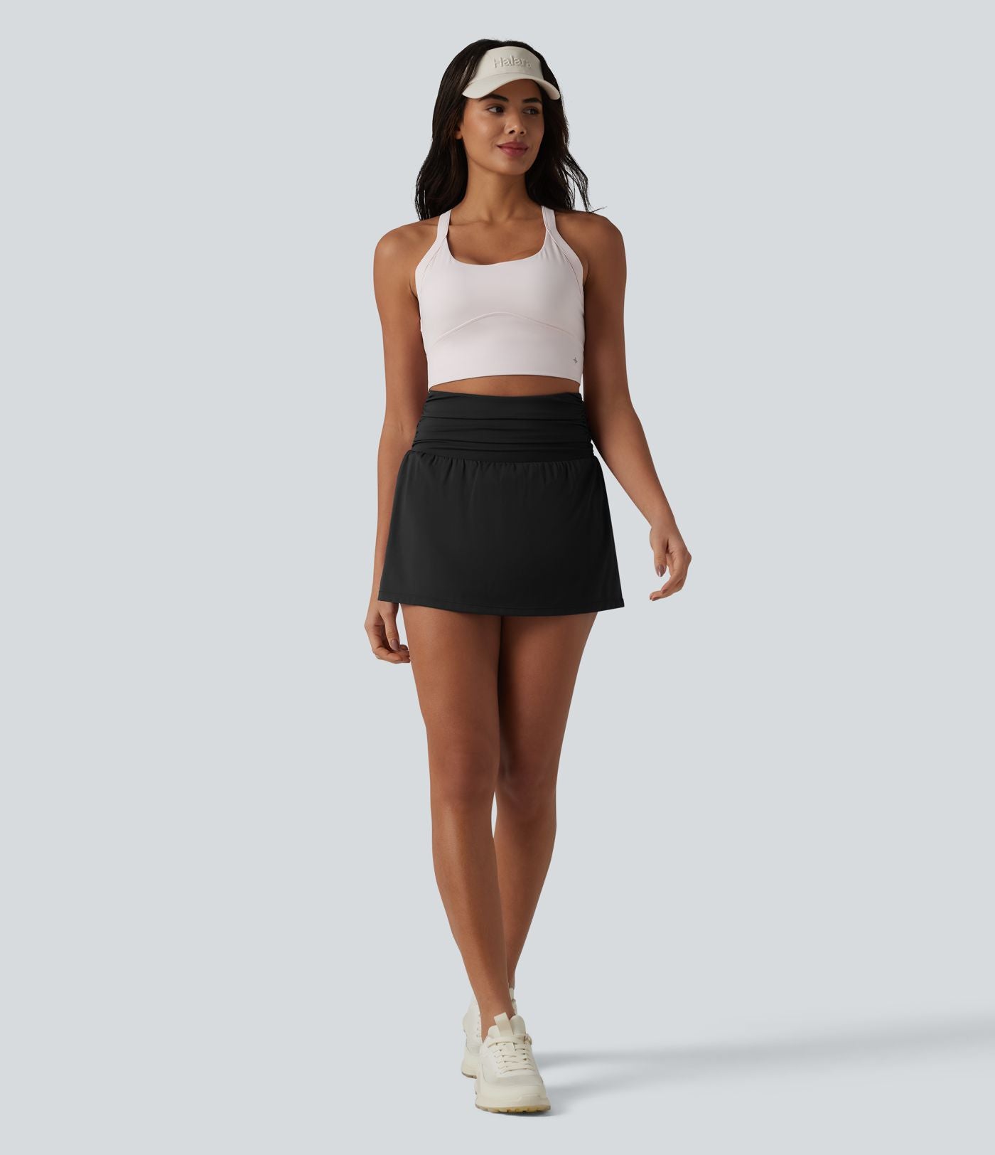 Jupe de tennis SoftlyZero™ Airy mini 2-en-1 gainante froncée taille haute à effet frais InstantCool et poches, protection solaire UPF50+