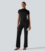 DayStretch Combinaison col rond à manches courtes avec empiècements en mesh contrasté – Édition Easy Peasy