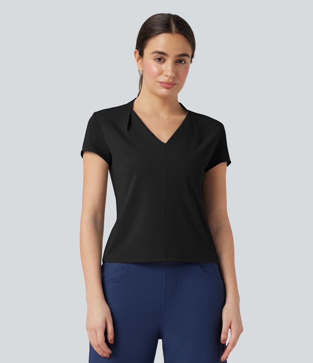 Haut tailleur col V manches courtes