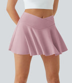 Jupe de tennis SoftlyZero™ Airy taille haute confortable 2-en-1 poches latérales croisées évasée effet frais