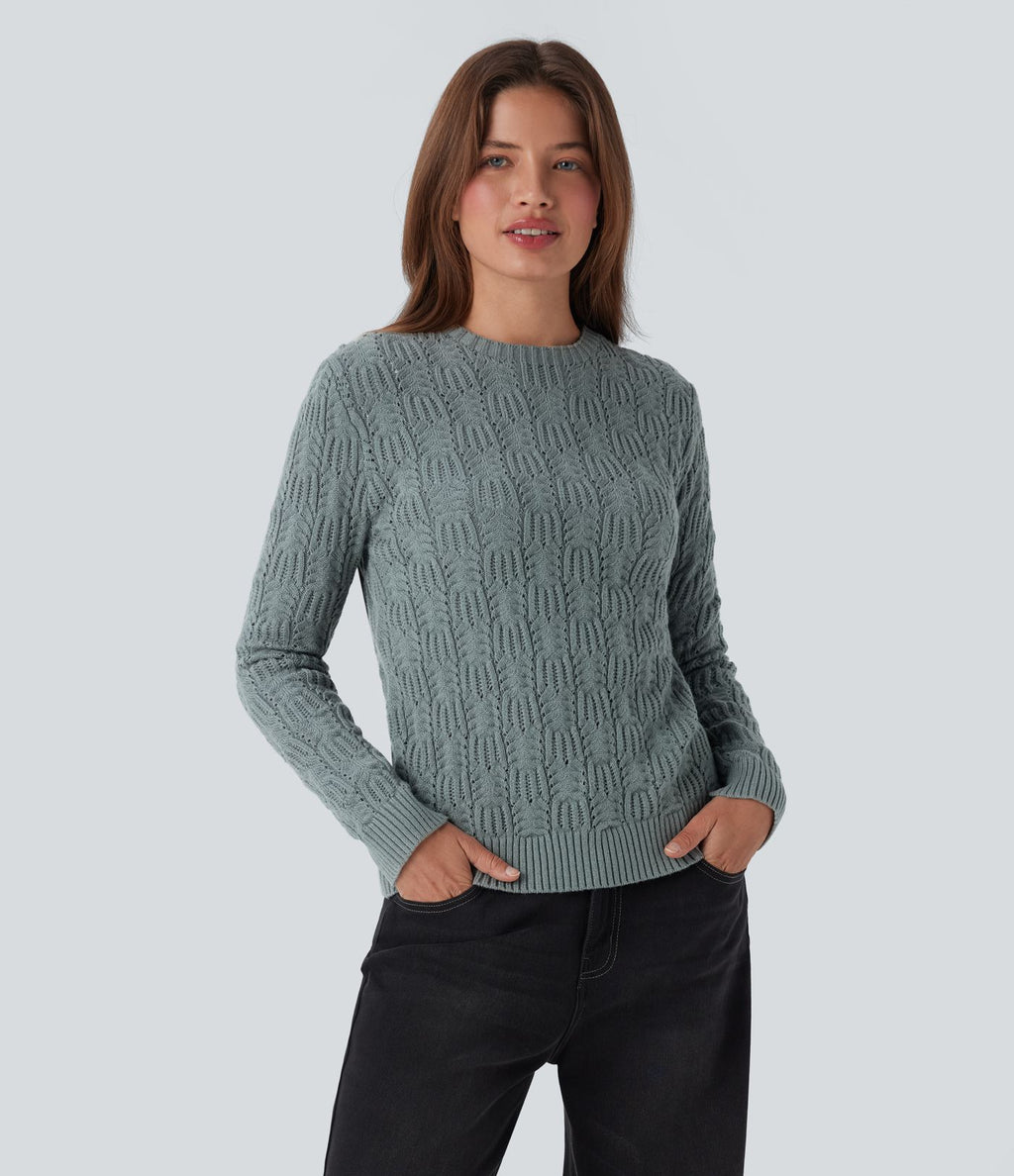 Pull décontracté col rond manches longues
