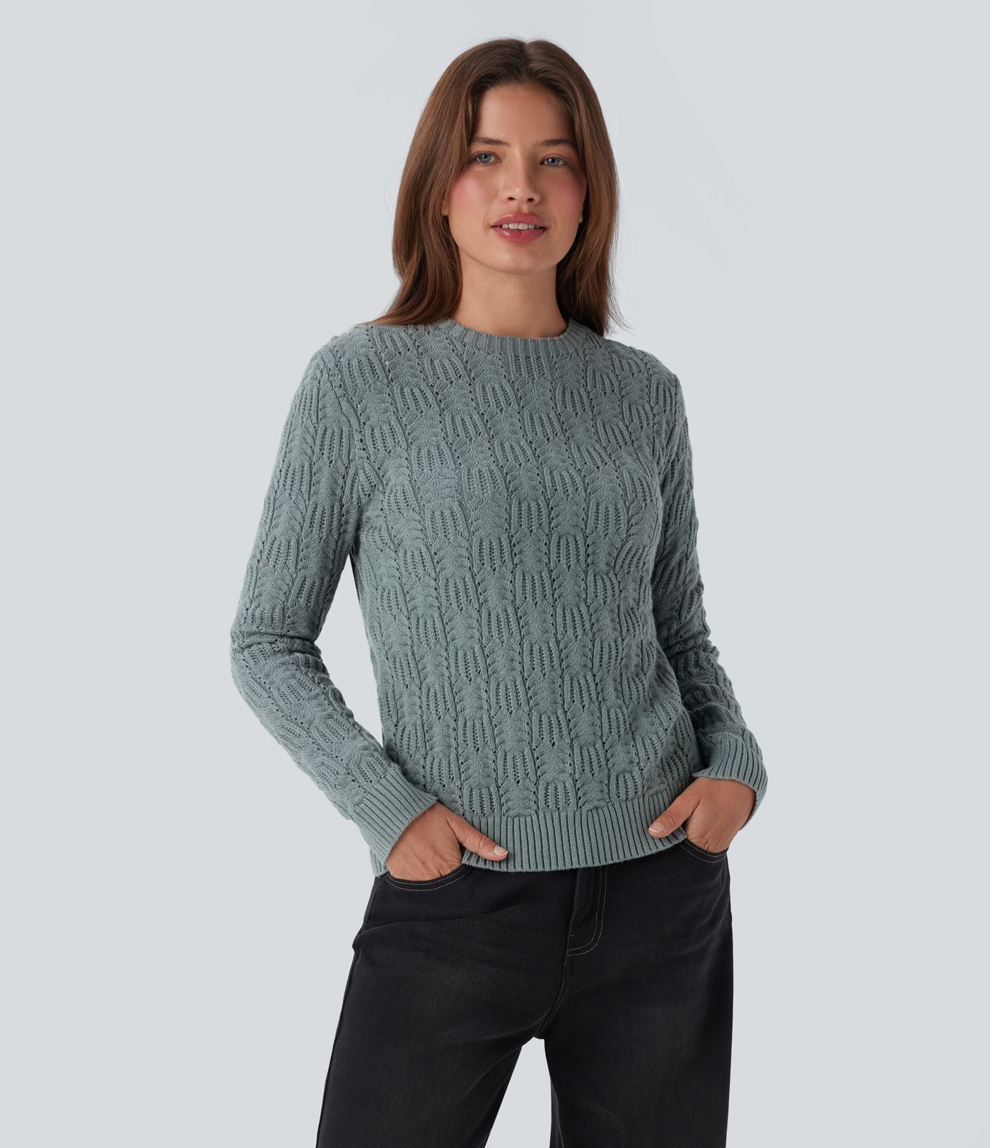 Pull décontracté col rond manches longues
