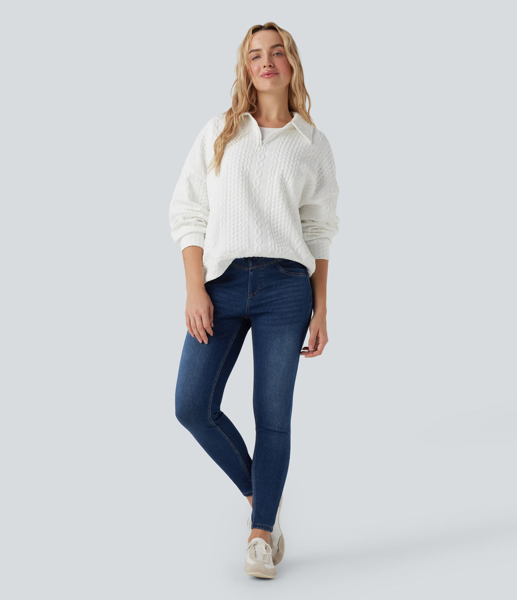 Legging skinny 7/8 en denim Halara Flex™ taille haute gainant avec poches